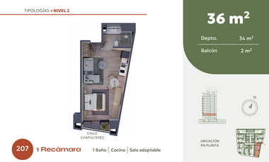 Departamento en CIudad de Mexico  37Mts