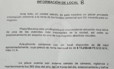 Local en centro comercial en renta en El Prado