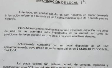 Local en centro comercial en renta en El Prado