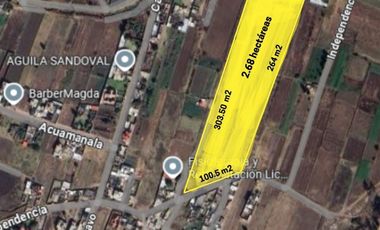 Terreno de 2.68 hectáreas en Santa Catarina Ayometla