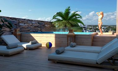 Departamento en venta Playa del Carmen estudio con alberca en roof top