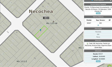 terreno Necochea calle 199 entre 66 y 64
