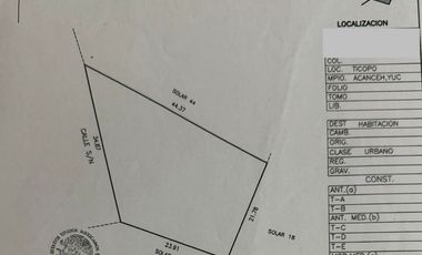 Terreno en Venta en Ticopó a 30 minutos de Mérida, para desarrollar