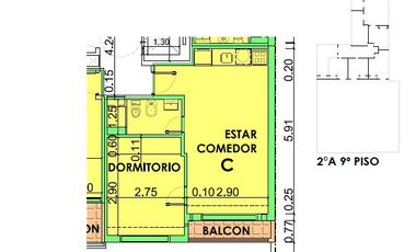 Departamento de un dormitorio con balcon