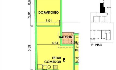 Departamento de un dormitorio con balcon
