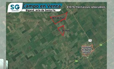 Campo en VENTA, 410 has laborables, Bigand, Pcia de Santa Fe