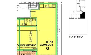 Departamento de un dormitorio con balcon