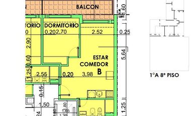 Departamento de un dormitorio con balcon