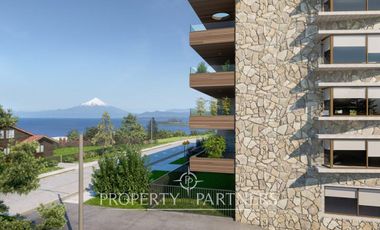 Departamento de lujo con vista al lago y al volcán Osorno con patio y doble estacionamiento