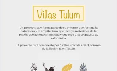 Villas/Alberca en Tulum, Llave en mano, Gran Rendimiento.