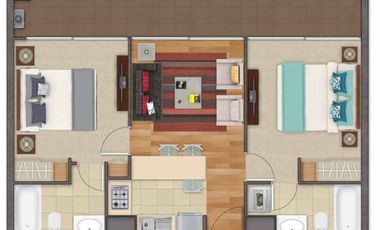 Arriendo Depto. 2D Mariposa + Est y Bod - Santiago