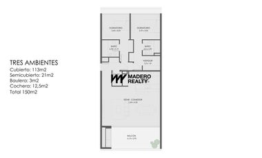 Venta de departamento 3 ambientes en Nordelta