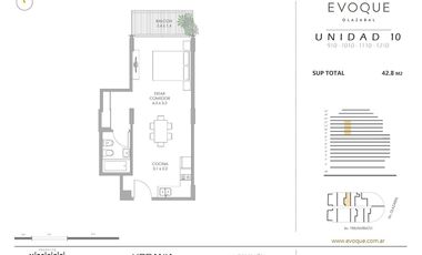 OPORTUNIDAD - EVOQUE OLAZABAL - 1AMB PISO ALTO  CON VISTA ABIERTA Y BALCON ATERRAZADO