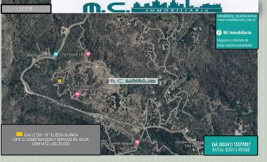 LE158. CUESTA BLANCA. LOTE C/ CONSTRUCCION Y SERVICIO DE AGUA. 1390 MT2.