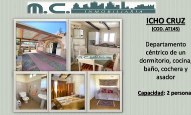 AT145. 2PAX.  DPTO CÉNTRICO UN DORMITORIO, COCINA, BAÑO, COCHERA Y ASADOR