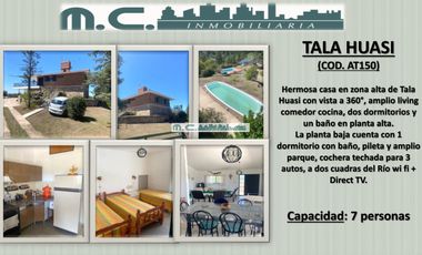 AT150. TALA HUASI. Hermosa casa en zona alta con vista a 360° (7PAX)