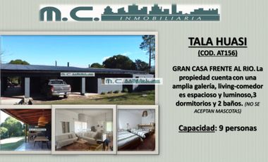 AT156.TALA HUASI. GRAN CASA FRENTE AL RIO. 9 PAX