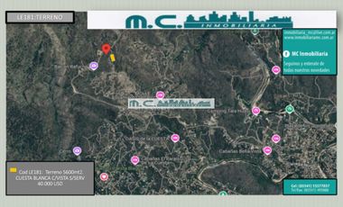 LE181. LOTE C/VISTA PANORAMICA. 5600MT2 S/SERV.