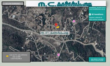 LE174. CUESTA BLANCA. LOTE 2355mt2.