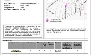 Terreno en venta  en Avenida Constituyentes Lomas Altas Miguel Hidalgo