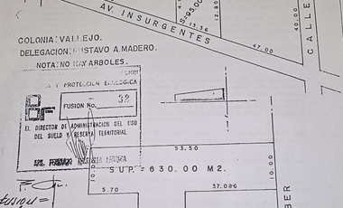 TERRENO EN INSURGENTES NORTE, OPORTUNIDAD INVERSIÓN, 2 PREDIOS FUSIONADOS 630 M2