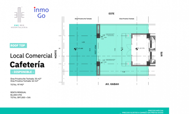 Renta Local Cafetería Restaurante, Rooftop Hospital $97mil