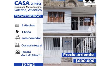 Se arrienda Casa 2do piso / Ciudadela Metropolitana, Soledad