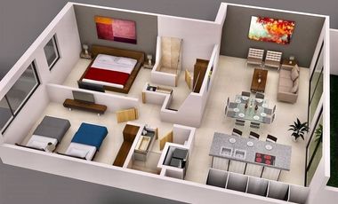 DEPARTAMENTO EN VENTA EN ZIBATÁ, DOS RECÁMARAS Y JARDIN