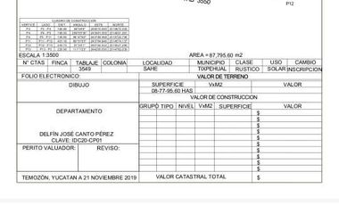 Gran Terreno Venta y Renta de 9 Has. sobre Carretera Mérida Cancun por Sahé