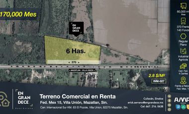 VIC.INM027 | Terreno en Renta en El Pozole Villa Union, Sinaloa