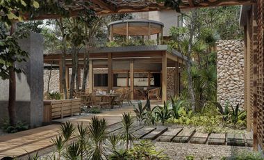 Departamento en venta Tulum 2 habitaciones, ecosustentable, planta baja con jardin y alberca, a 5 min de la playa