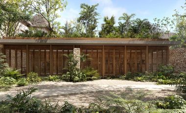 Departamento en venta Tulum 2 habitaciones, ecosustentable, planta baja con jardin y alberca, a 5 min de la playa