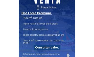 2 Lotes Zona Plaza Mitre 17.32x43.30 Mts.