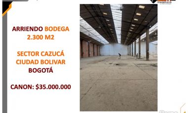 ARRIENDO BODEGA 2.300 M2 CON 700 KVA EN CAZUC CIUDAD BOLIVAR