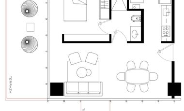 Departemento amueblado con terraza en Residencial Blum Santa Fe.