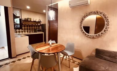 Departamento en venta 1 recamara en planta baja con jardín en Aldea Zama