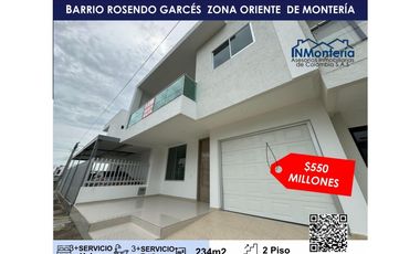 VENTA DE CASA DOS PISOS B/ ROSENDO GARCÉS ZONA ORIENTE  DE MONTERIA