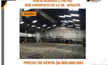 VENTA BODEGA 2.700 M2 SAN ANDRESITO DE LA 38 - BOGOT