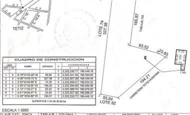 Terreno en venta Tetiz, Yucatan