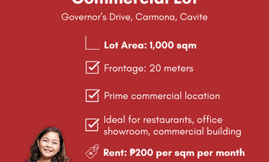 FOR LEASE: Governor’s Drive Carmona Commercial Lot