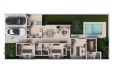 Casa de una planta con 3 recámaras en privada residencial al norte de Mérida