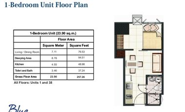 For Sale Blue Residences by SMDC - Studio Corner with Parking Katipunan Ave. QC