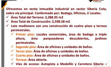 VENTA BODEGA 2.598 M2 COTA - SIBERIA