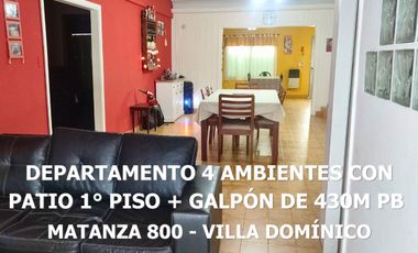 VENTA CASA 4 AMB PATIO GALPÓN 490M VILLA DOMÍNICO