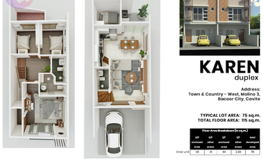For Sale: 3 Bedrooms Karen Duplex in West Molino Bacoor Cavite