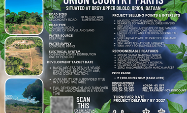 Orion Country Farms Lot For Sale in Barangay Bilolo, Orion, Bataan