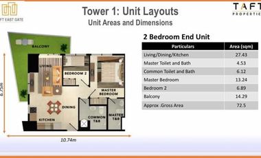 Rush Assume Two Bedroom Corner Unit with Balcony at Taft East Gate Ayala