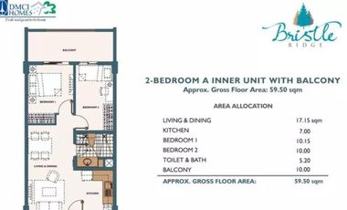 For sale 2 Bedroom Unit with Balcony at Bristle Ridge Residences - Baguio City