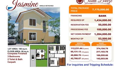 Jasmine Single Detached in South Breeze Executive Southwoods, Silcas, Villaga