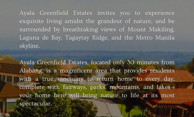 FOR SALE: Village Residential Lot 436 sqm in Laguna - Ayala Greenfield Estates